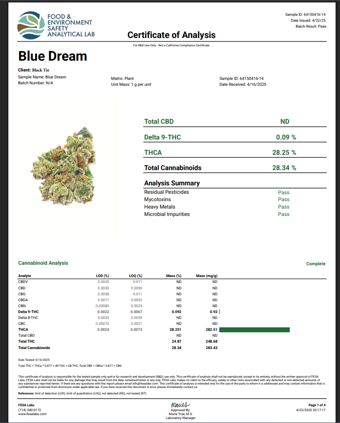 3.5G Blue Dream (Light Dep) | THCA FLOWER